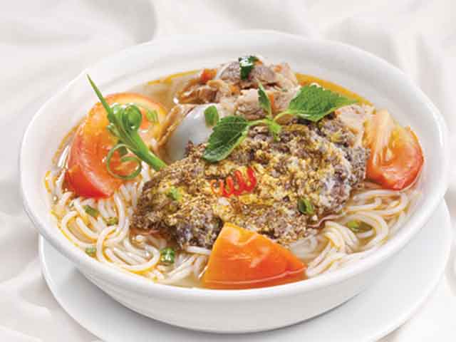 Bun Rieu Cua (noodle soup served with crab meat) vietnamese noodles