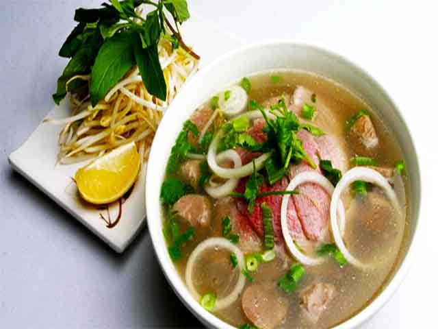 Hanoi Pho (noodle soup soaked in beef broth) vietnamese noodles